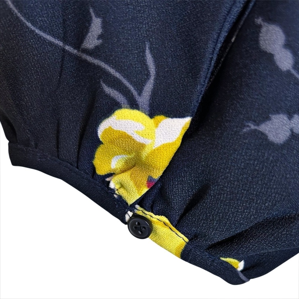 Ann Taylor Floral Shift Dress 8P 8 Petite Navy Blue 3/4 Balloon Sleeve Career - Picture 4 of 7